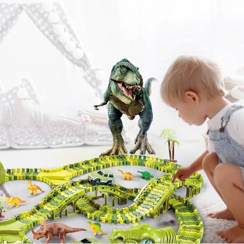 DinoRail™ - Dino Rennspaß - Rennbahn | Pädagogisches Holzspielzeug von Mein Kleines Baby