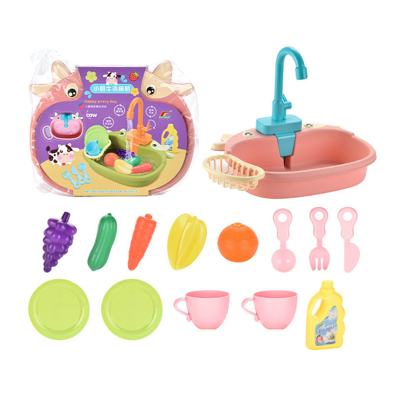 Dish Sink Set™ - Waschen, spülen, spielen! - Spülbecken für Kinder Rosa | Pädagogisches Holzspielzeug von Mein Kleines Baby