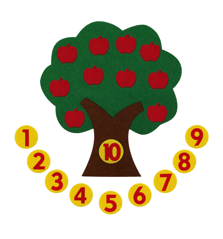 Felt Math Tree™ - Fruchtige Zahlenjagd - Mathebaum aus Filz Apfel | Pädagogisches Holzspielzeug von Mein Kleines Baby