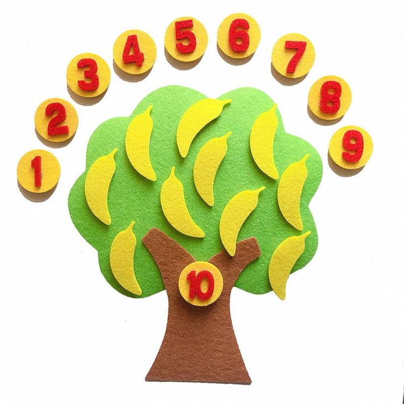 Felt Math Tree™ - Fruchtige Zahlenjagd - Mathebaum aus Filz Banane | Pädagogisches Holzspielzeug von Mein Kleines Baby