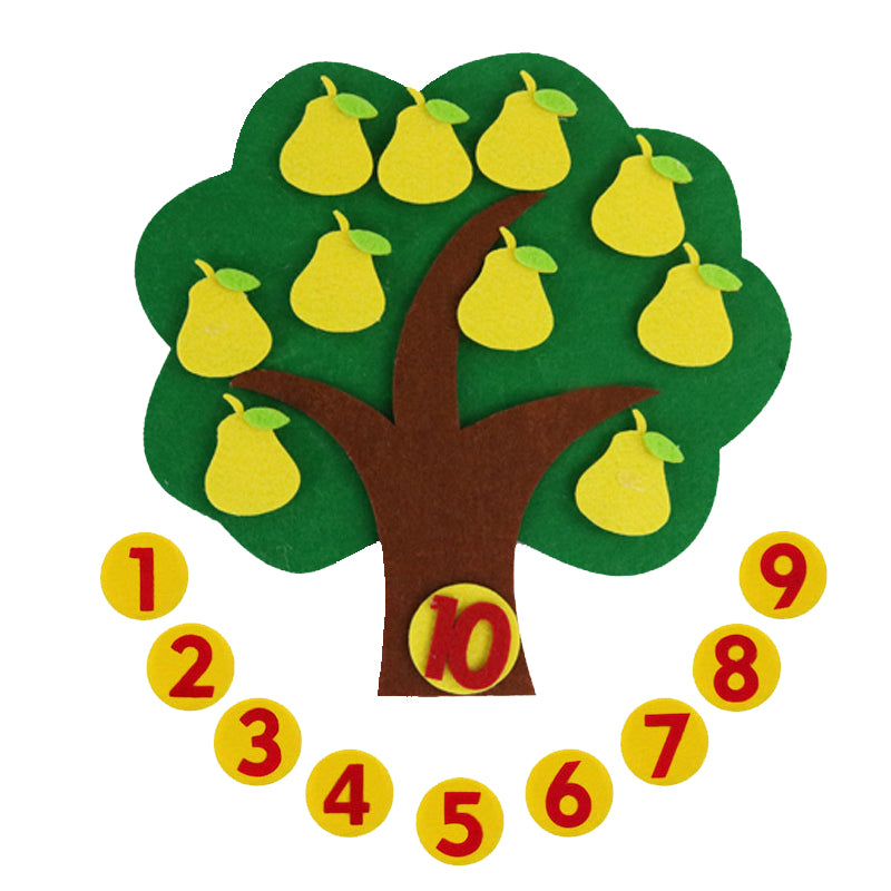 Felt Math Tree™ - Fruchtige Zahlenjagd - Mathebaum aus Filz Birne | Pädagogisches Holzspielzeug von Mein Kleines Baby