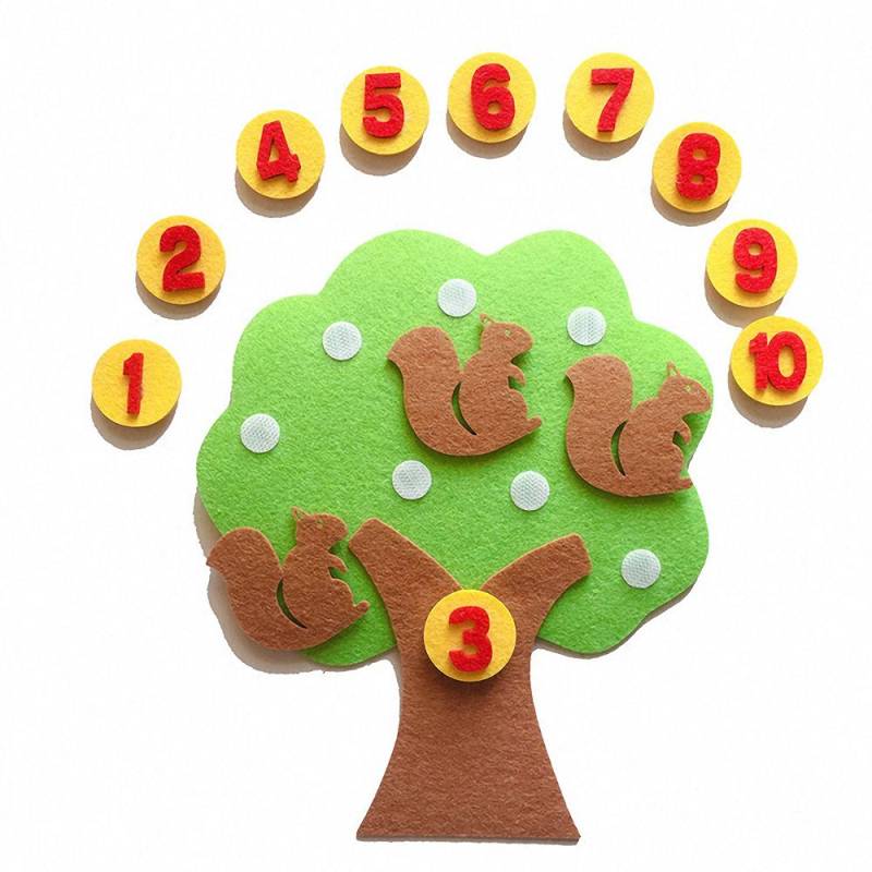 Felt Math Tree™ - Fruchtige Zahlenjagd - Mathebaum aus Filz Eichhörnchen | Pädagogisches Holzspielzeug von Mein Kleines Baby