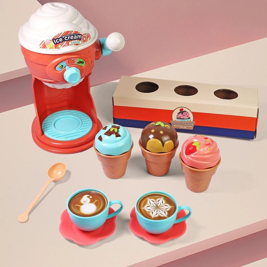 Ice Cream Maker Set™ - Kleine Eiskünstler - Eiscrememaschine Spielset 15 Stück | Pädagogisches Holzspielzeug von Mein Kleines Baby