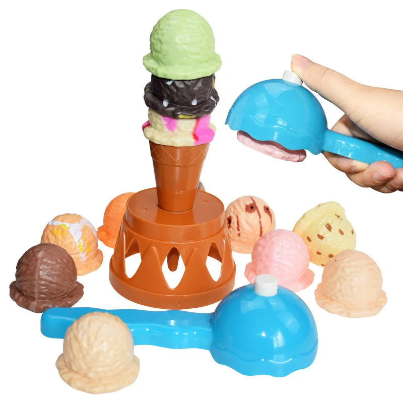 Ice Cream Stack Game™ - Geschmacksbalance - Eiscreme-Stapelspiel | Pädagogisches Holzspielzeug von Mein Kleines Baby