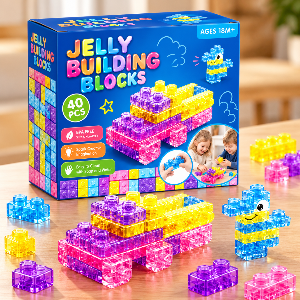 JellyBuild – Weich & Kreativ – Flexible Jelly-Bausteine 40er-Set | Pädagogisches Holzspielzeug JellyBuild – Weich & Kreativ – Flexible Jelly-Bausteine 40er-Set | Pädagogisches Holzspielzeug von Mein Kleines Baby