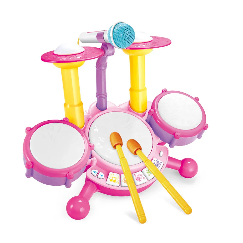 Kids Drumset™ - Die Kleinen fangen an - Spielzeug-Schlagzeug Rosa | Pädagogisches Holzspielzeug von Mein Kleines Baby