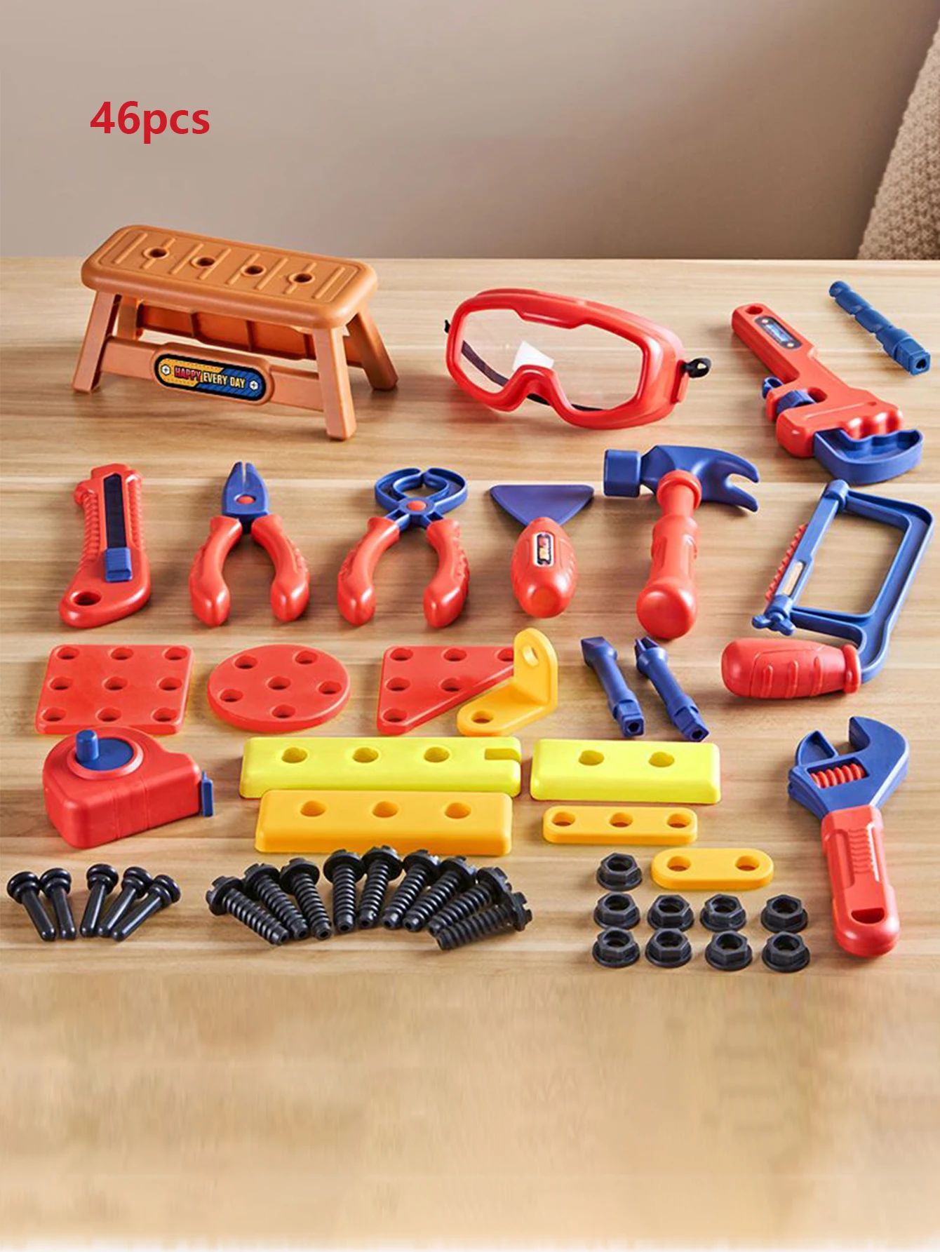 Kids Toolbox – Hart & lehrreich - Werkzeuge Spielzeug 46-teiliges Set | Pädagogisches Holzspielzeug Kids Toolbox – Hart & lehrreich - Werkzeuge Spielzeug 46-teiliges Set | Pädagogisches Holzspielzeug von Mein Kleines Baby