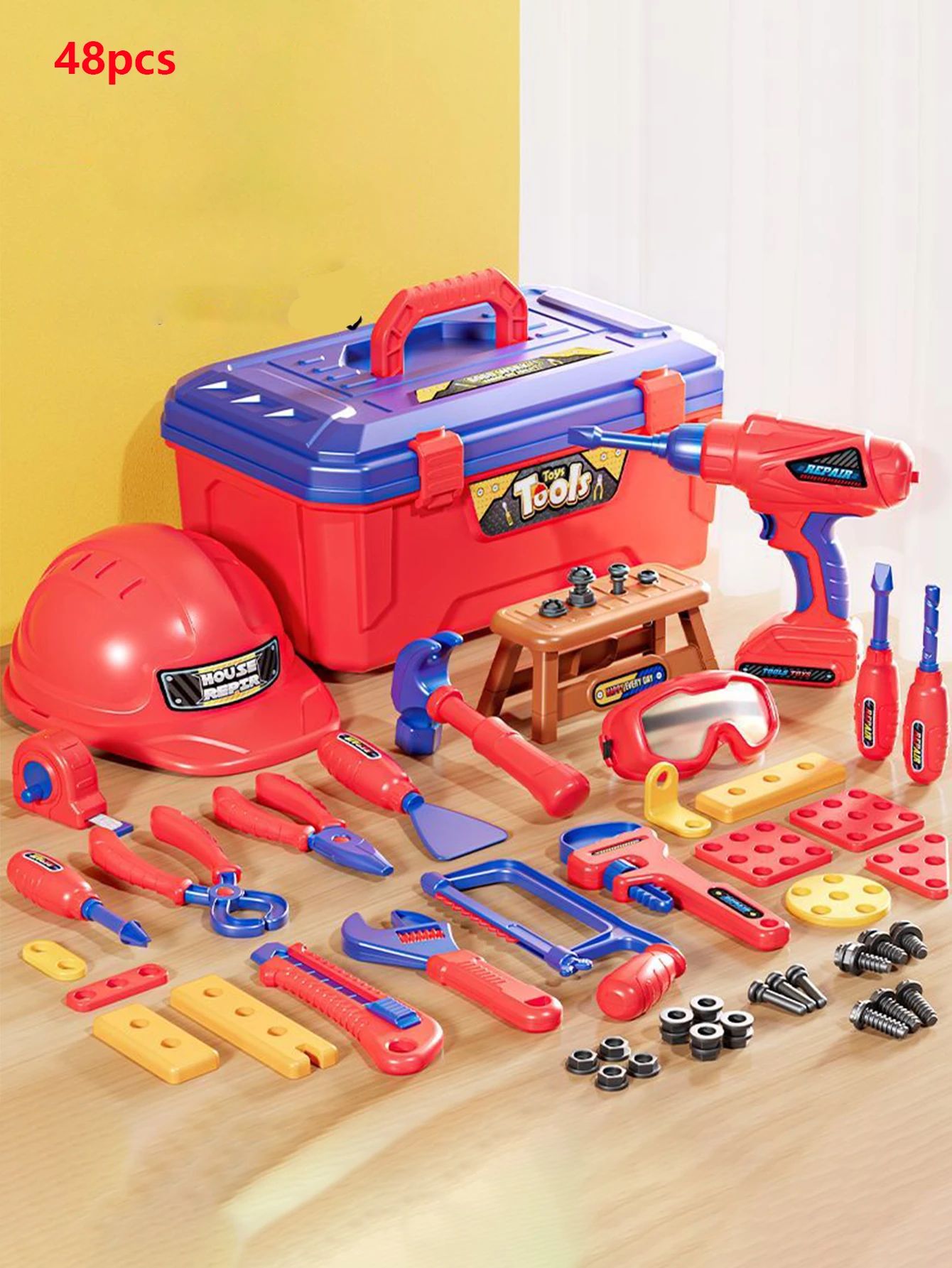 Kids Toolbox– Hart&lehrreich - Werkzeuge Spielzeug 48-teiliges Set | Pädagogisches Holzspielzeug Kids Toolbox– Hart&lehrreich - Werkzeuge Spielzeug 48-teiliges Set | Pädagogisches Holzspielzeug von Mein Kleines Baby