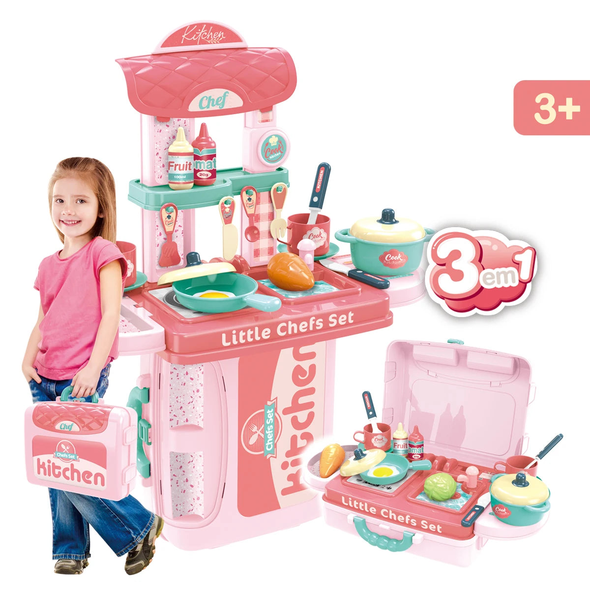 Kitchen Suitcase™ - Explosiver Küchenspaß - Spielzeugküche | Pädagogisches Holzspielzeug von Mein Kleines Baby