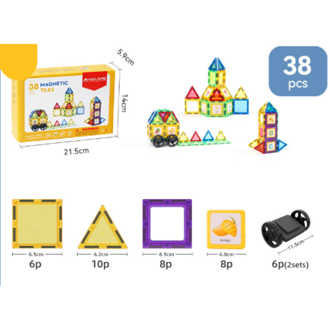 Magnet Toys™ - Kreativität entwickeln - Magnetische Kacheln 38 Teile | Pädagogisches Holzspielzeug von Mein Kleines Baby