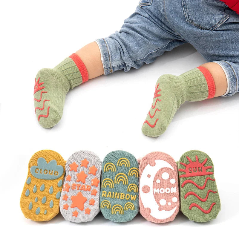 Mini Fashion™ - Antirutsch Socken - Stoppersocken 3+2 GRATIS / L (3-5 Jahre) | Pädagogisches Holzspielzeug von Mein Kleines Baby