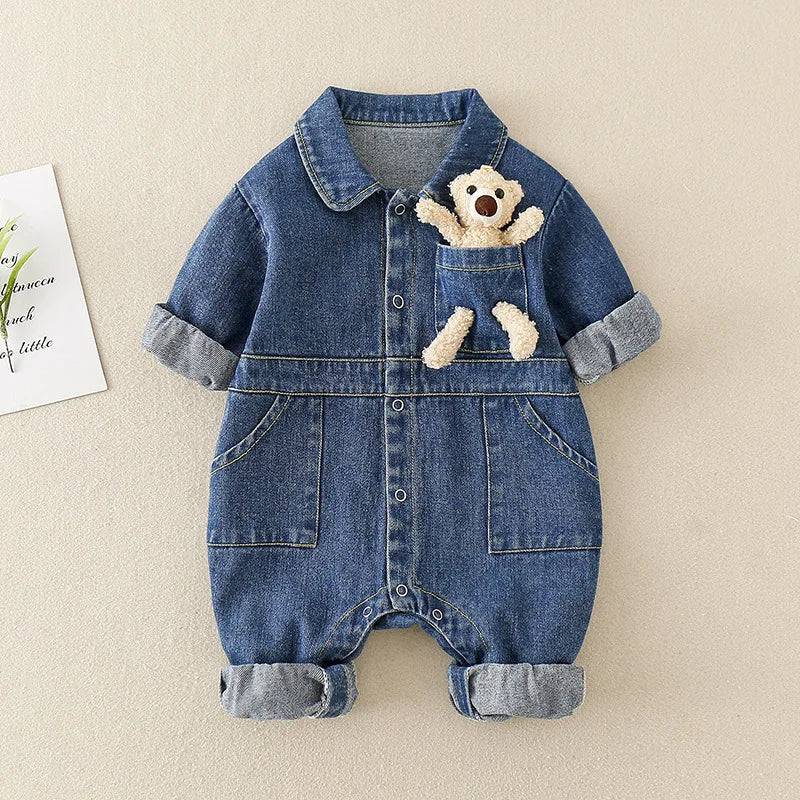 Mini Fashion™ - Bequem und stilvoll - Denim Jumpsuit Blau / 66 (3-6 Monate) | Pädagogisches Holzspielzeug von Mein Kleines Baby