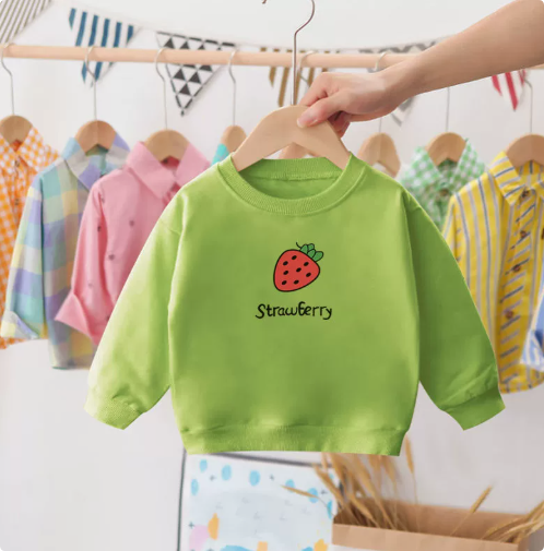 Mini Fashion™ - Erdbeer-Pullover Erdbeere - Grün / 120 (5 Jahr) | Pädagogisches Holzspielzeug von Mein Kleines Baby