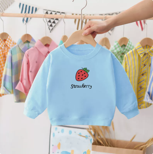 Mini Fashion™ - Erdbeer-Pullover Erdbeere - Hellblau / 120 (5 Jahr) | Pädagogisches Holzspielzeug von Mein Kleines Baby