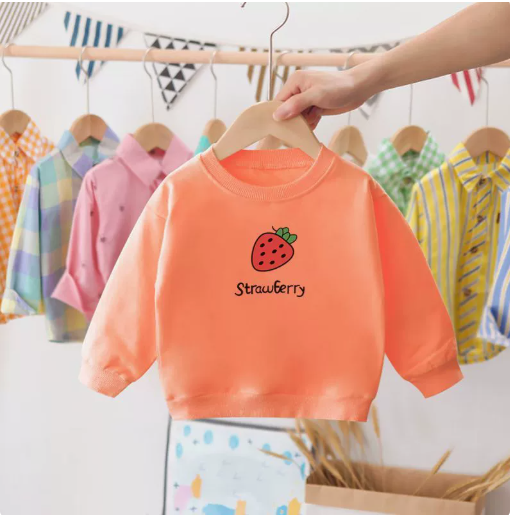 Mini Fashion™ - Erdbeer-Pullover Erdbeere - Orange / 130 (6 Jahr) | Pädagogisches Holzspielzeug von Mein Kleines Baby