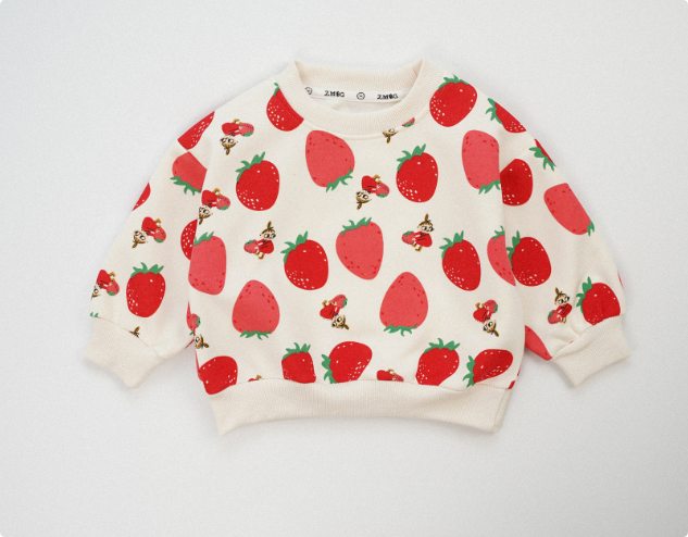 Mini Fashion™ - Erdbeer-Pullover Mehrere Erdbeeren / 90 (2 Jahr) | Pädagogisches Holzspielzeug von Mein Kleines Baby