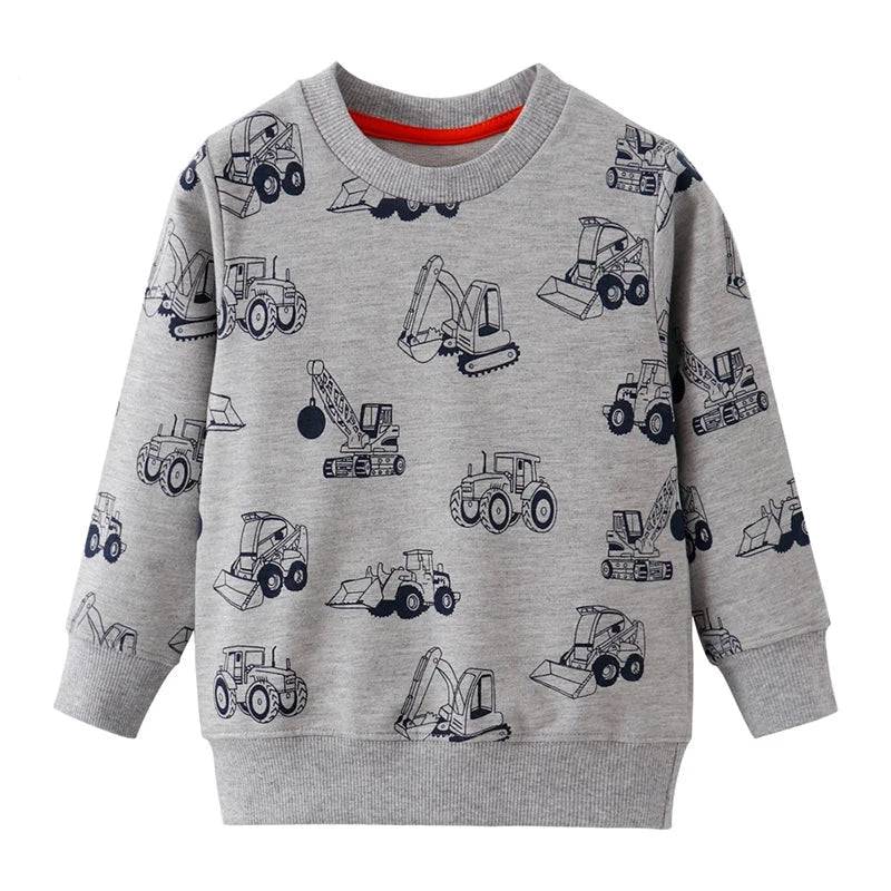 Mini Fashion™ - Erstaunliche Drucke - Pullover Grau - Bagger / 100 (3 Jahr) | Pädagogisches Holzspielzeug von Mein Kleines Baby