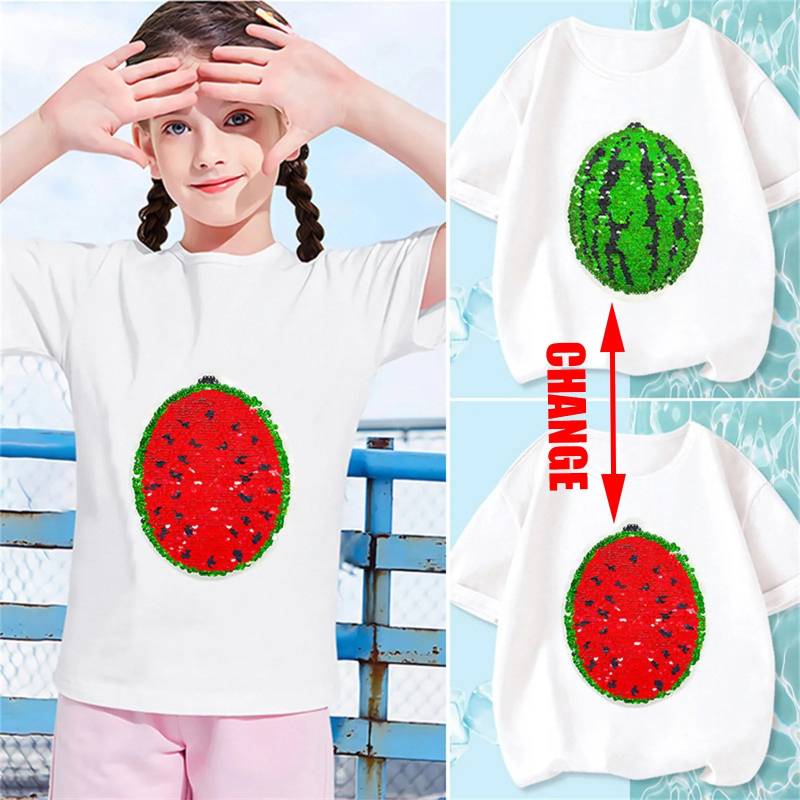 Mini Fashion™ - Funkeln&Umwandeln - Wassermelonen-T-Shirt 100 (3-4 Jahre) | Pädagogisches Holzspielzeug von Mein Kleines Baby