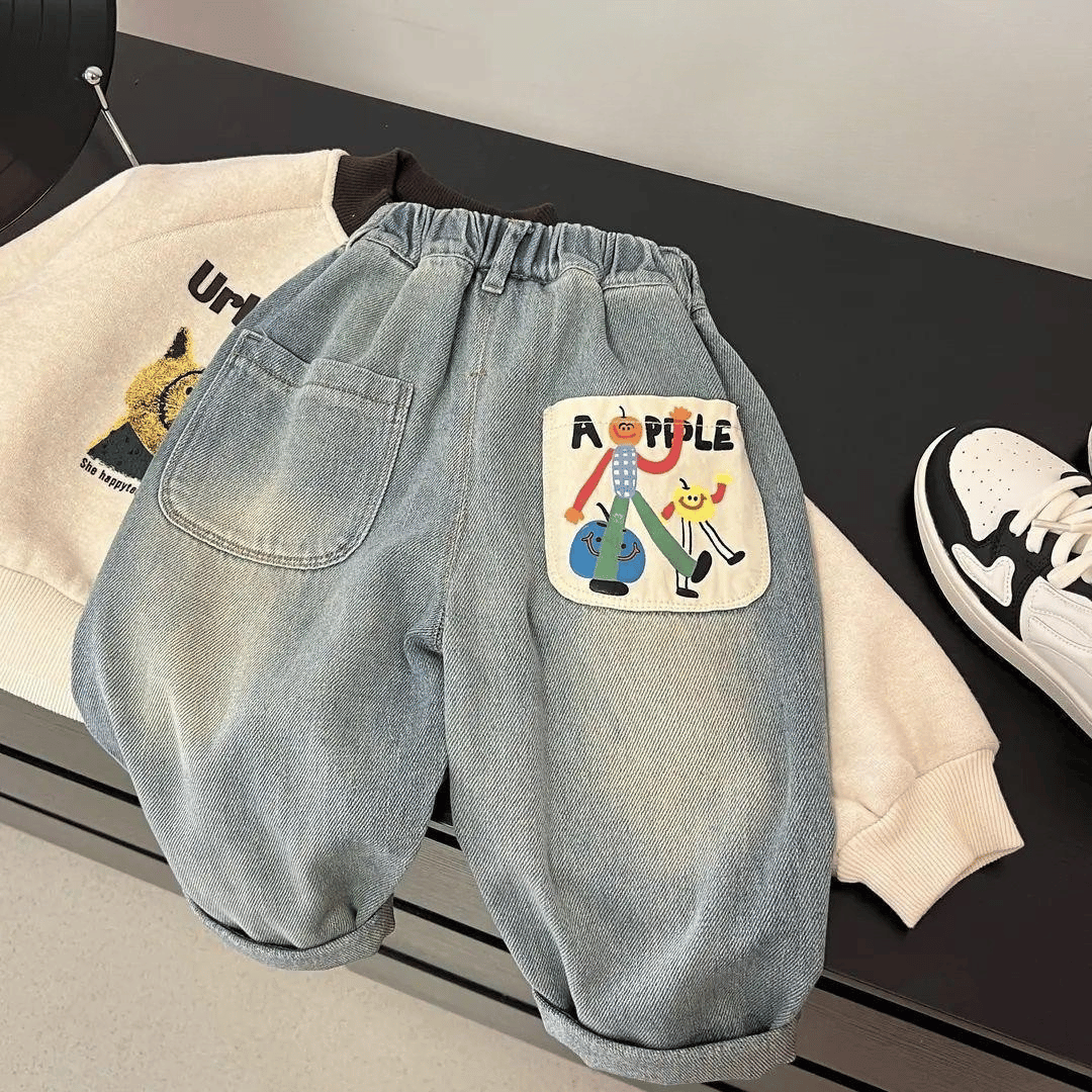 Mini Fashion™ - Gerader Schnitt - Freizeitjeans Apfel / 100 (2-3 Jahre) | Pädagogisches Holzspielzeug von Mein Kleines Baby