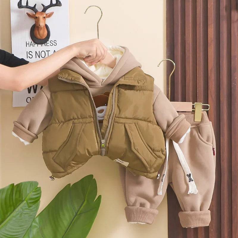 Mini Fashion™ - Hohe Qualität - 3-teiliges Kinder-Outfit Braun - Beige / 80 (9-12 Monate) | Pädagogisches Holzspielzeug von Mein Kleines Baby