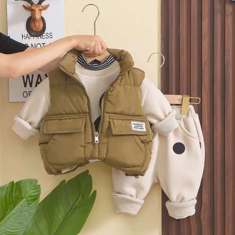 Mini Fashion™ - Hohe Qualität - 3-teiliges Kinder-Outfit Grün - Beige / 100 (3 Jahr) | Pädagogisches Holzspielzeug von Mein Kleines Baby