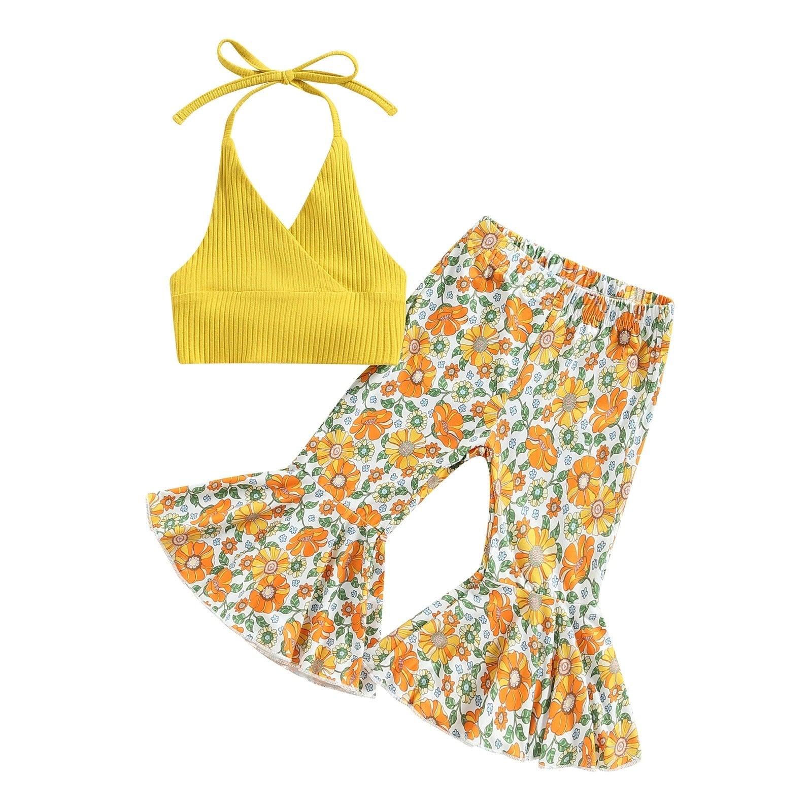 Mini Fashion™ - Ideal für den Sommer - Sommerset für Mädchen Gelb - Grün / 100 (12-18 Monate) | Pädagogisches Holzspielzeug von Mein Kleines Baby