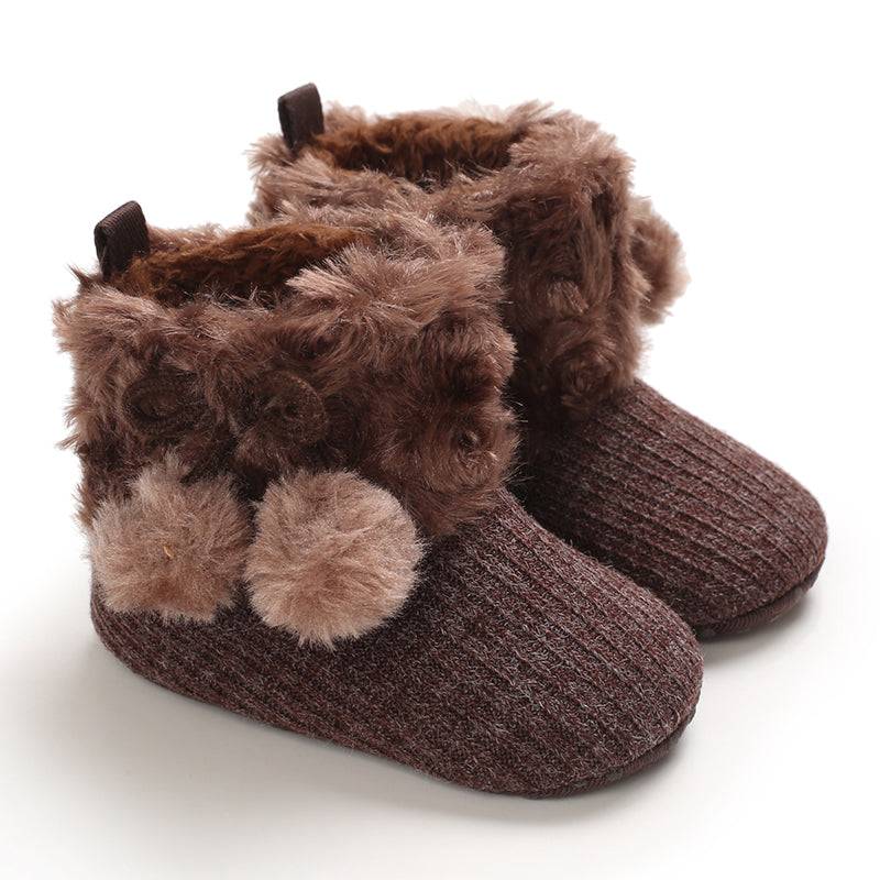 Mini Fashion™ - Immer warme Füße - Kinder-Winterschuhe Braun - Bälle / 16 (0-6 Monate) | Pädagogisches Holzspielzeug von Mein Kleines Baby