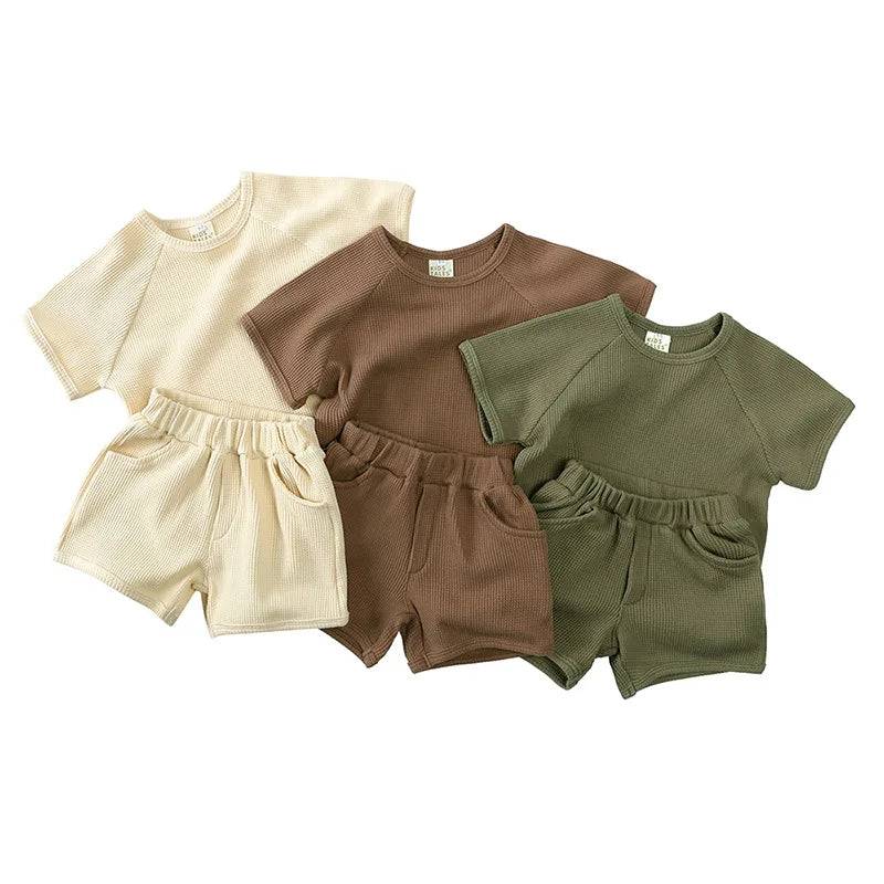 Mini Fashion™ - Kleidungsset aus Rippstoff für den Sommer Grün / 110 (5-6 Jahre) | Pädagogisches Holzspielzeug von Mein Kleines Baby