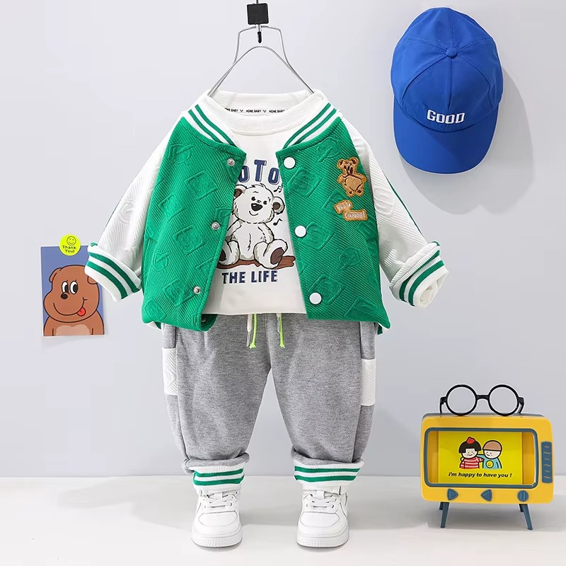 Mini Fashion™ - Kleinkind&Abenteuer - 3-teiliges Bekleidungsset Grüner Baseball / 80 (12 Monate) | Pädagogisches Holzspielzeug von Mein Kleines Baby