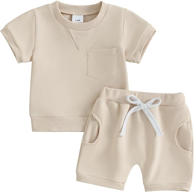 Mini Fashion™ - Kühl&Komfortabel - Sommer-Kleinkind-Set Beige / 98 (2-3 Jahre) | Pädagogisches Holzspielzeug von Mein Kleines Baby