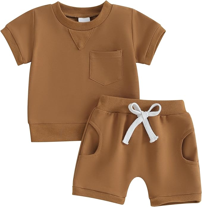 Mini Fashion™ - Kühl&Komfortabel - Sommer-Kleinkind-Set Braun / 92 (1-2 Jahre) | Pädagogisches Holzspielzeug von Mein Kleines Baby