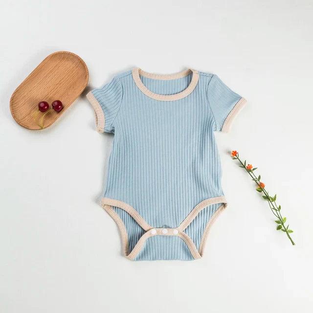 Mini Fashion™ - Lustige Farbkombinationen - Baby-Strampler Blau / 70 (6-12 Monate) | Pädagogisches Holzspielzeug von Mein Kleines Baby