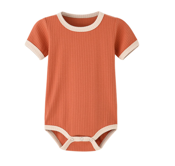 Mini Fashion™ - Lustige Farbkombinationen - Baby-Strampler Gebranntes Orange / 50 (0-3 Monate) | Pädagogisches Holzspielzeug von Mein Kleines Baby