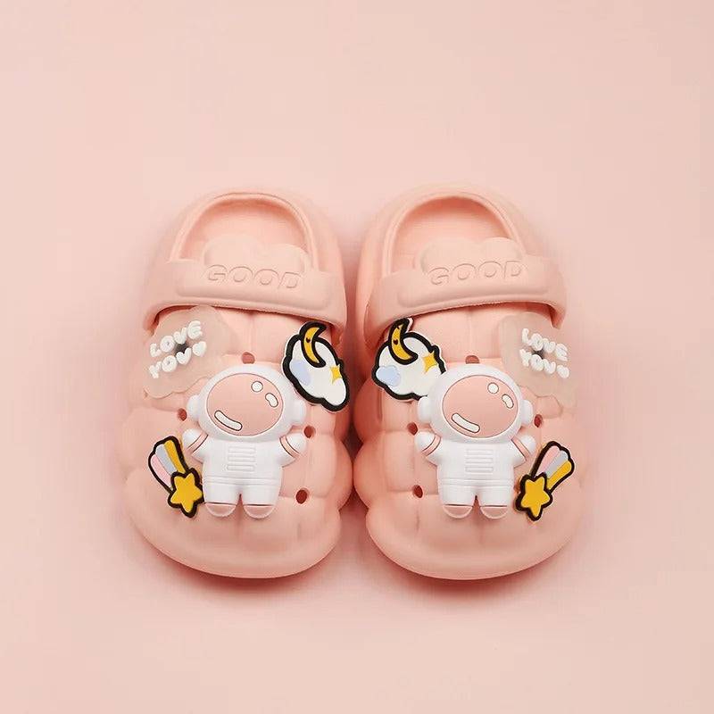 Mini Fashion™ - Lustiges Astronauten-Design - Kinder-Hausschuhe Rosa / 150mm (1-2 Jahre) | Pädagogisches Holzspielzeug von Mein Kleines Baby