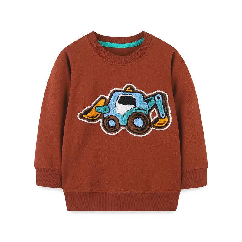 Mini Fashion™ - Niedliche Designs - Pullover Rot - Bagger-Aufdruck / 104 (4 Jahr) | Pädagogisches Holzspielzeug von Mein Kleines Baby