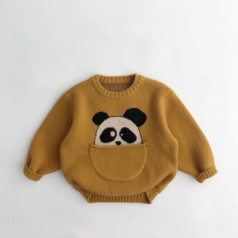 Mini Fashion™ - Niedlicher Druck mit Tasche - Tierpullover Gelb / 100 (3 Jahr) | Pädagogisches Holzspielzeug von Mein Kleines Baby