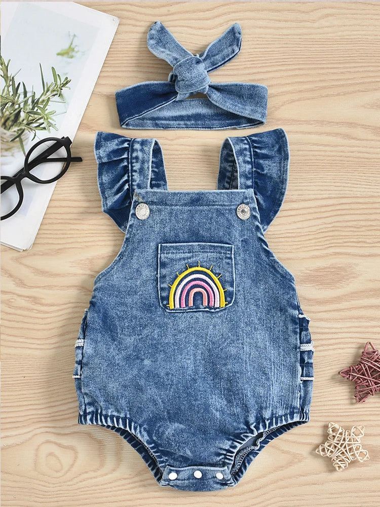 Mini Fashion™ - Niedlicher Look - Denim Strampler 110 (2-3 Jahre) | Pädagogisches Holzspielzeug von Mein Kleines Baby