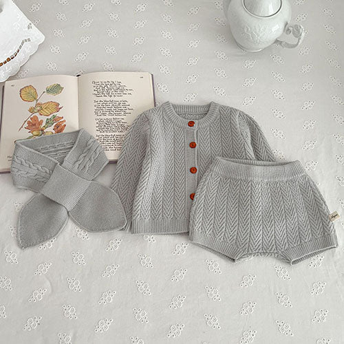 Mini Fashion™ - Niedlicher Look - Gestrickte Kleidungssets Grau - Set / 90 (2 Jahre) | Pädagogisches Holzspielzeug von Mein Kleines Baby