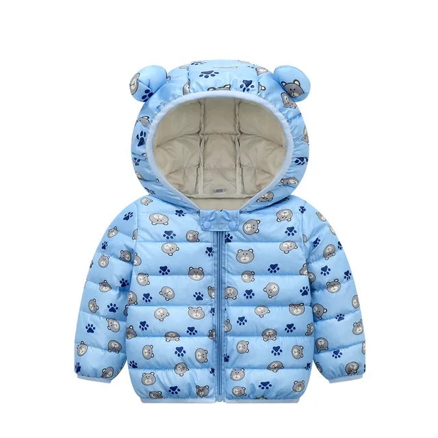 Mini Fashion™ - Polyester Wintermantel mit Kapuze Hellblau / 80 (9-12 Monate) | Pädagogisches Holzspielzeug von Mein Kleines Baby