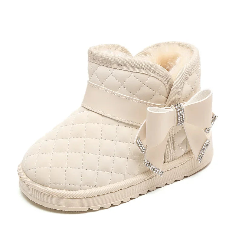 Mini Fashion™ - Rutschfest - Mädchen Schneestiefel Creme Weiß / 19 (1-2 Jahr) | Pädagogisches Holzspielzeug von Mein Kleines Baby