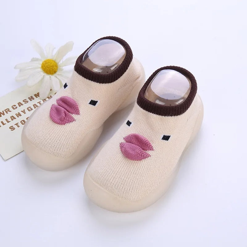 Mini Fashion™ - Rutschfeste Sohle - Schuhsocken Khaki / 18/19 (6-12 Monate) | Pädagogisches Holzspielzeug von Mein Kleines Baby