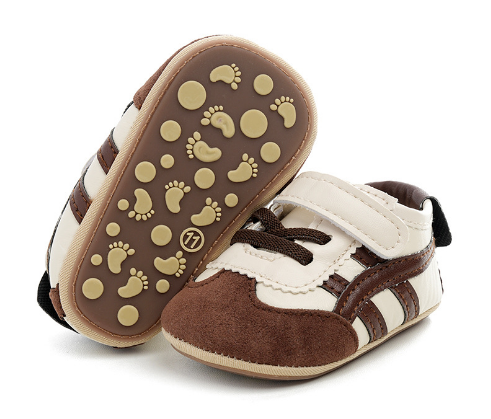 Mini Fashion™ - Rutschfeste Sohlen - Baby Sportschuhe Braun / 16 (0-6 Monate) | Pädagogisches Holzspielzeug von Mein Kleines Baby