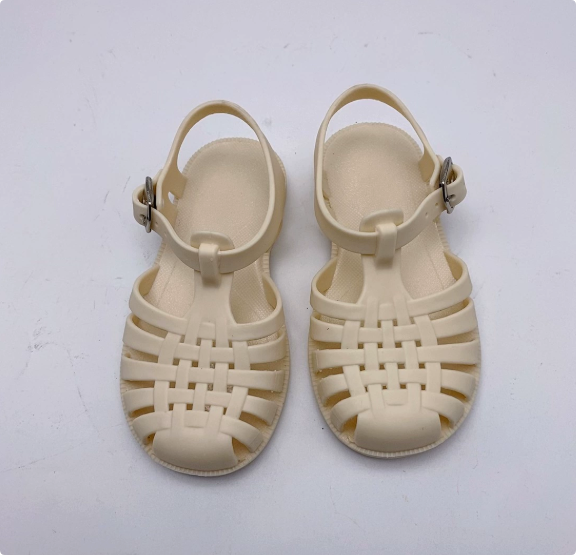 Mini Fashion™ - Sandalen (Badeschuhe) Beige-weiß / 24 (1-2 Jahre) | Pädagogisches Holzspielzeug von Mein Kleines Baby