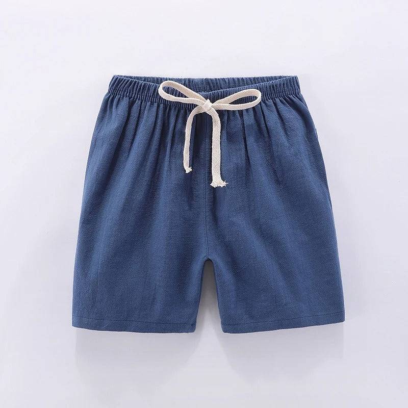 Mini Fashion™ - Schnelltrocknendes Material - Baumwolle-Leinen Short Dunkelblau / 122 (7 Jahr) | Pädagogisches Holzspielzeug von Mein Kleines Baby