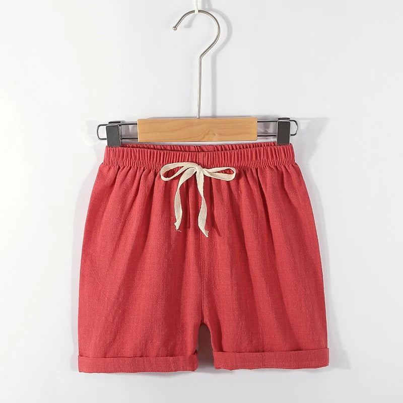 Mini Fashion™ - Schnelltrocknendes Material - Baumwolle-Leinen Short Dunkelrot / 100 ( 1 Jahr) | Pädagogisches Holzspielzeug von Mein Kleines Baby