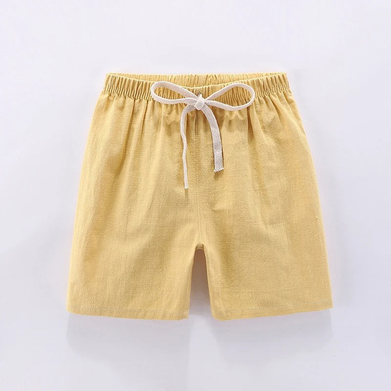 Mini Fashion™ - Schnelltrocknendes Material - Baumwolle-Leinen Short Gelb / 100 ( 1 Jahr) | Pädagogisches Holzspielzeug von Mein Kleines Baby