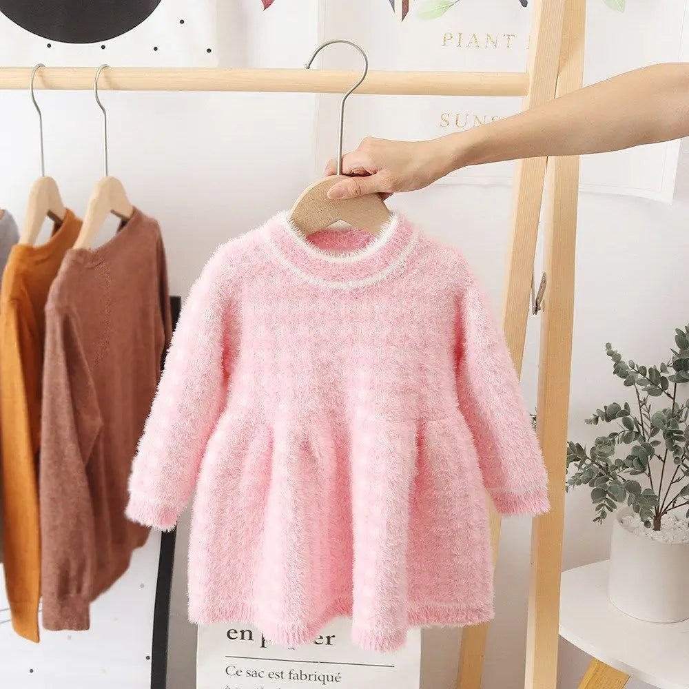 Mini Fashion™ - Schön warm - Kleid aus Fleece Rosa / 130 (6 Jahre) | Pädagogisches Holzspielzeug von Mein Kleines Baby