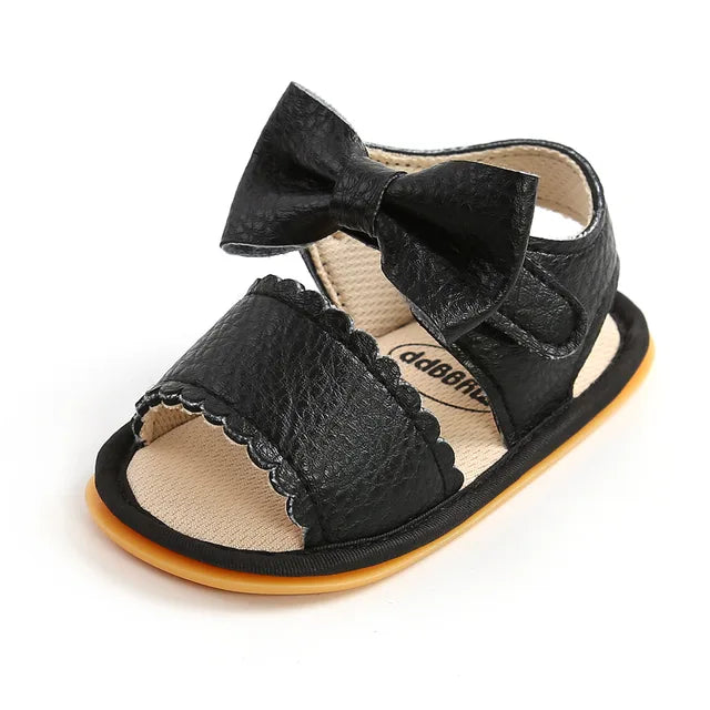 Mini Fashion™ - Soft Fit - Kinder Sandalen Schwarz / 14 (6-12 Monate) / Schleife | Pädagogisches Holzspielzeug von Mein Kleines Baby