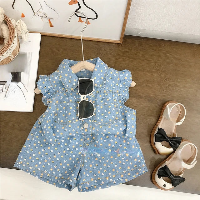 Mini Fashion™ - Sommer-Design - Sommer-Set Gelbe Blumen / 104 (4 Jahr) | Pädagogisches Holzspielzeug von Mein Kleines Baby