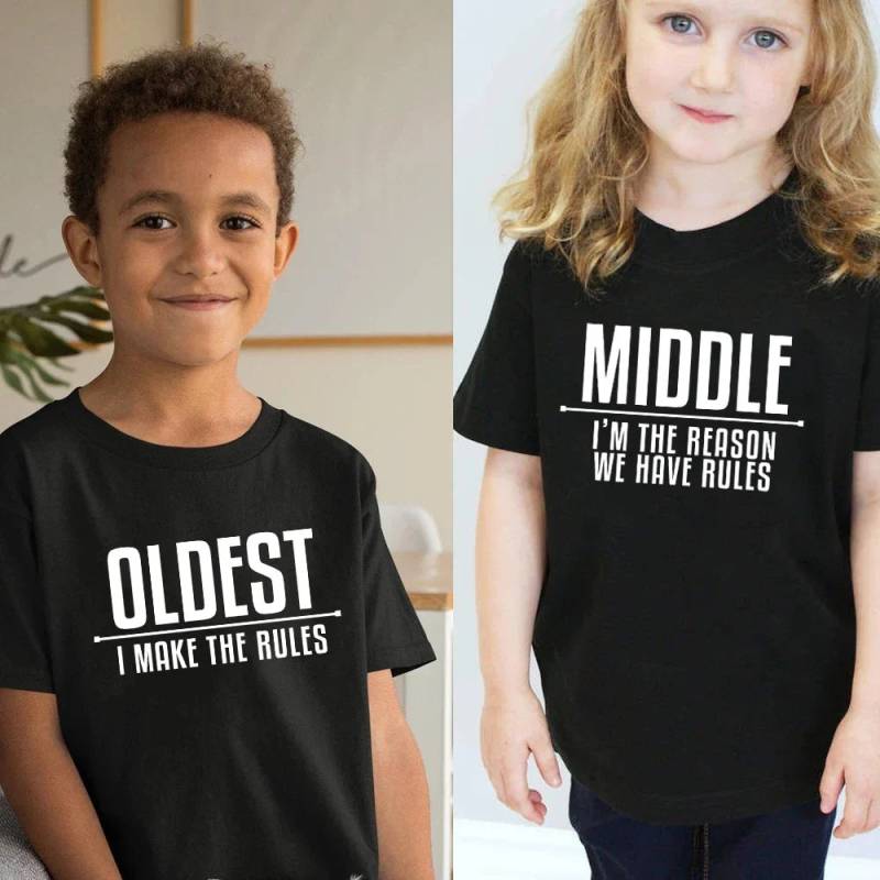 Mini Fashion™ - Spaß für die ganze Familie - Familien-T-Shirt Älteste / 130 (6-8 Jahre) | Pädagogisches Holzspielzeug von Mein Kleines Baby